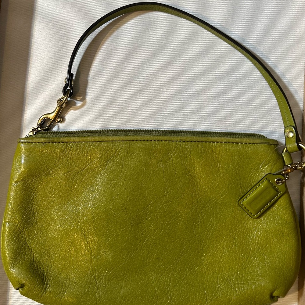 Coach Olive Green Leather Wristlet - Picture 2 of 4